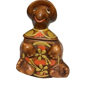 Vintage 1960’s California Originals Pottery “Happy-Hippy” Turtle Cookie Jar
